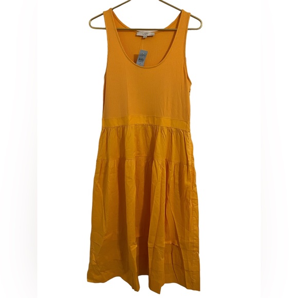 LOFT Dresses & Skirts - NWT Ann Taylor Loft yellow dress size 10P ribbed tank upper